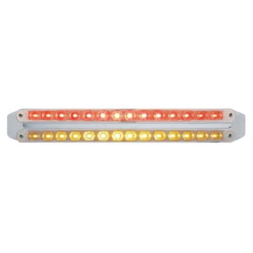 Dual 14 LED 12" Light Bars - Amber & Red LED/Clear Lens