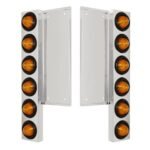 FL SS Front Air Cleaner Bracket W/12X 9 LED 2" Beehive Lights -Amber LED & Lens (Pair)