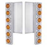 FL SS Front Air Cleaner Bracket W/12X 9 LED 2" Beehive Lights & Bezels -Amber LED & Lens