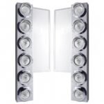 FL SS Front Air Cleaner Bracket W/12X 9 LED 2" Beehive Lights & Visors -Amber LED/Clear Lens