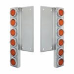 FL SS Front Air Cleaner Bracket W/12X 9 LED 2" Lights & Bezels -Amber LED & Lens - Image 2