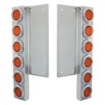 FL SS Front Air Cleaner Bracket W/12X 9 LED 2" Lights & Bezels -Amber LED & Lens