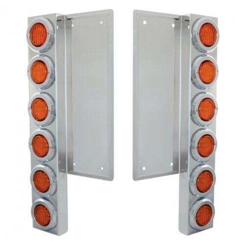 FL SS Front Air Cleaner Bracket W/12X 9 LED 2" Lights & Bezels -Amber LED & Lens
