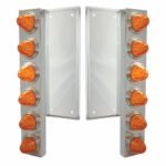 FL SS Front Air Cleaner Bracket With 12X 11 LED Watermelon Lights & Bezels -Amber LED & Lens