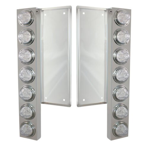 FL SS Front Air Cleaner Bracket With 12X 11 LED Watermelon Lights & Bezels -Amber LED/Clear Lens