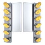 FL SS Front Air Cleaner Bracket With 12X 11 LED Watermelon Lights & Visors -Amber LED/Clear Lens