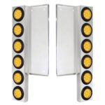 FL SS Front Air Cleaner Bracket With 12X 9 LED 2" Reflector Lights -Amber LED & Lens