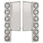 FL SS Front Air Cleaner Bracket With 12X 9 LED 2" Reflector Lights & Bezels -Amber LED/Clear Lens