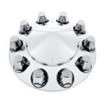 Pointed Front Axle Cover With 33mm Standard Style Push-On Nut Covers - Chrome - Image 2
