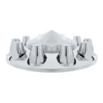 Pointed Front Axle Cover With 33mm Standard Style Push-On Nut Covers - Chrome - Image 3