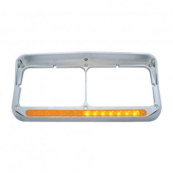 Rectangular-Dual-Headlight-Bezel-With-Visor-And-LED-Sequential-Light-Bar-Driver-Amber-LEDAmber-Lens-2 Rectangular Dual Headlight Bezel With Visor And LED Sequential Light Bar (Driver) - Amber LED/Amber Lens - Image 3