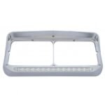 Rectangular Dual Headlight Bezel With Visor And LED Sequential Light Bar (Passenger) - Amber LED/Clear Lens - Image 2