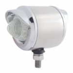 SS 2" Double Face Light With 9 LED 2" Beehive Lights & Visors - Amber & Red LED/Clear Lens