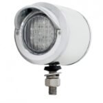 SS 2" Double Face Light With 9 LED 2" Lights & Visors - Amber & Red LED/Clear Lens