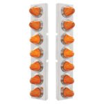 SS Front Air Cleaner Bracket With 14X 11 Amber LED Watermelon Lights & Bezel For KW Trucks -Amber Lens