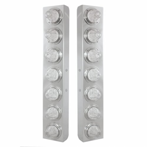 SS Front Air Cleaner Bracket With 14X 11 Amber LED Watermelon Lights & Bezel For KW Trucks -Clear Lens