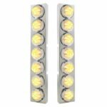 SS Front Air Cleaner Bracket With 14X 9 Amber LED 2" Beehive Lights & Bezels For KW Trucks -Clear Lens