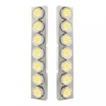 SS Front Air Cleaner Bracket With 14X 9 Amber LED 2" Reflector Lights & Bezel For KW Trucks -Clear Lens