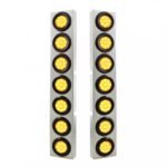 SS Front Air Cleaner Bracket With 14X 9 Amber LED 2" Reflector Lights For KW Trucks -Amber Lens