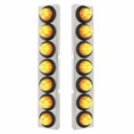 SS Front Air Cleaner Bracket With 14X 9 LED 2" Beehive Lights Bezel For KW Trucks -Amber LED & Lens