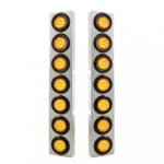 SS Front Air Cleaner Bracket With 14X 9 LED 2" Lights Bezel For KW Trucks -Amber LED & Lens