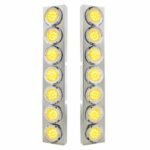 SS Front Air Cleaner Bracket With 14X 9 LED 2" Lights & Bezel For KW Trucks -Amber LED/Clear Lens