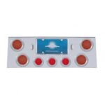 SS Rear Center Panel +4X LED 4" Refl. Light & 3X LED 2-1/2" Beehive Light & Bezel-Red LED & Lens