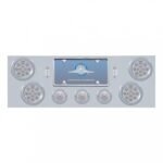 SS Rear Center Panel +4X LED 4" Refl. Light & 3X LED 2-1/2" Beehive Light & Bezel-Red LED/Clear Lens