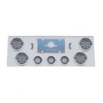 SS Rear Center Panel +4X LED 4" Refl. Light & 3X LED 2-1/2" Beehive Light & Visor-Red LED/Clear Lens