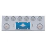 SS Rear Center Panel With 2X 10 LED 4" Lights & 6X 13 LED 2-1/2" Lights & Visors -Red LED/Clear Lens