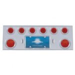 SS Rear Center Panel With 2X 7 LED 4" Reflector Light & 6X 13 LED 2-1/2" Light & Bezel -Red LED & Lens
