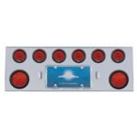 SS Rear Center Panel With 2X 7 LED 4" Reflector Lights & 6X 13 LED 2-1/2" Lights -Red LED & Lens