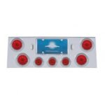 SS Rear Center Panel With 4X 10 LED 4" Lights & 3X 13 LED 2-1/2" Lights & Visors -Red LED & Lens