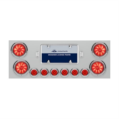 SS Rear Center Panel With 4X 10 LED 4" Lights & 6X 9 LED 2" Lights -Red LED & Lens