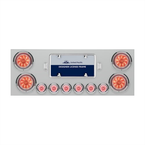 SS Rear Center Panel With 4X 10 LED 4" Lights & 6X 9 LED 2" Lights -Red LED/Clear Lens