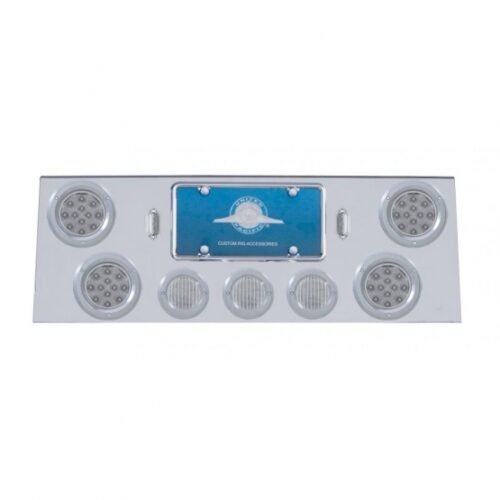 SS Rear Center Panel With 4X 12 LED 4" Reflector Light & 3X 13 LED 2-1/2" Light & Bezel -Red LED/Clear Lens