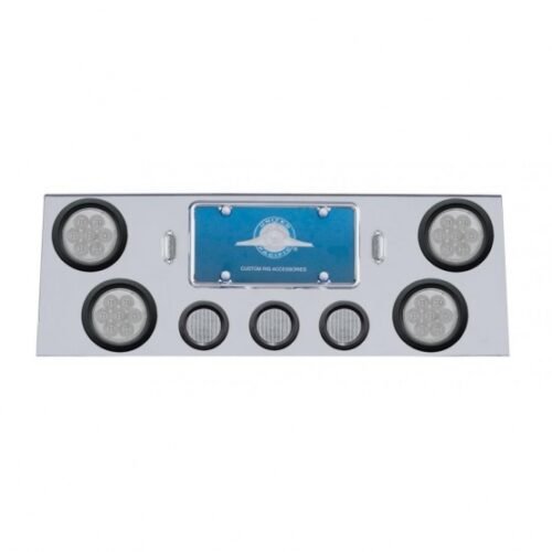 SS Rear Center Panel With 4X 7 LED 4" Reflector Lights & 3X 13 LED 2-1/2" Lights -Red LED/Clear Lens