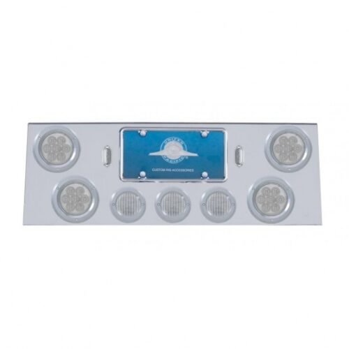 SS Rear Center Panel With 4X 7 LED 4" Reflector Lights & 3X 13 LED 2-1/2" Lights -Red LED/Clear Lens