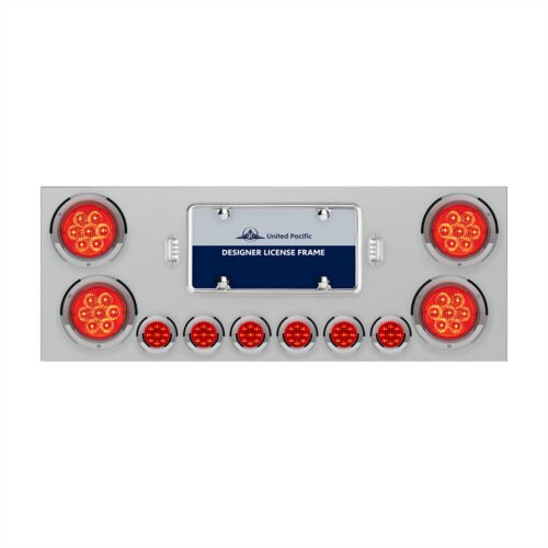 SS Rear Center Panel With 4X 7 LED 4" Reflector Lights & 6X 9 LED 2" Lights -Red LED & Lens