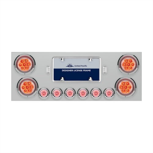 SS Rear Center Panel With 4X 7 LED 4" Reflector Lights & 6X 9 LED 2" Lights -Red LED/Clear Lens