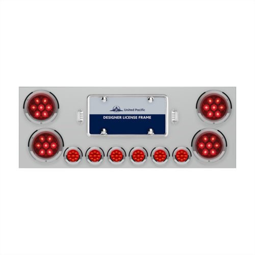 SS Rear Center Panel With 4X Red LED 4" Light & 6X Red LED 2" Light & Bezel -Red Lens -Comp. Series