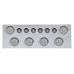 SS Rear Center Panel With 6X 7 LED 4" Reflector Lights & 6X 9 LED 2" Lights & Visors -Red LED/Clear Lens