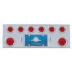 SS Rear Center Panel With Two 10 LED 4" Lights & 6X 13 LED 2-1/2" Lights & Bezels -Red LED & Lens