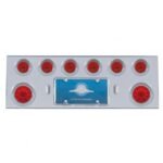 SS Rear Center Panel With Two 10 LED 4" Lights & 6X 13 LED 2-1/2" Lights & Visors -Red LED & Lens