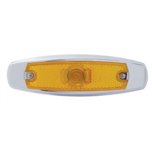Single Halogen Bulb Light (Clearance/Marker) With SS Bezel - Amber Lens (Bulk)