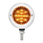 Stainless 2-1/2" Double Face Light With LED Lights & Bezels - Amber & Red LED/Amber & Red Lens - Image 3