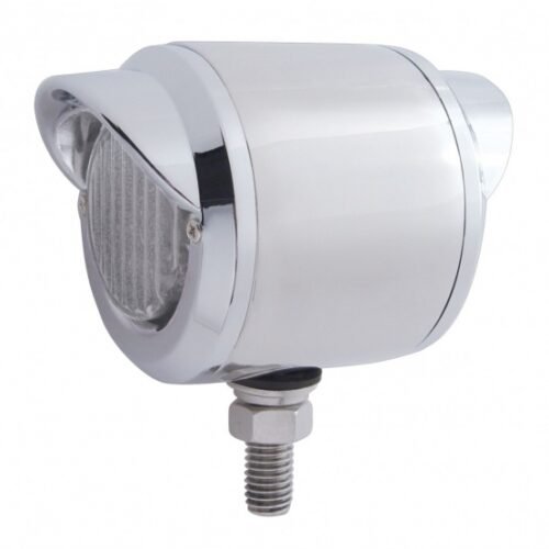 Stainless 2-1/2" Double Face Light With LED Lights & Visors - Amber & Red LED/Clear Lens