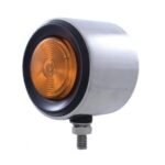 Stainless 2-1/2" Double Face With Lights & Grommets - Amber & Red Lens