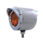 Stainless 2-1/2" Double Face With Lights & Visors - Amber & Red Lens