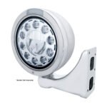 Stainless Bullet Classic Headlight 11 LED Bulb With Dual Mode LED Signal - Clear Lens - Image 3